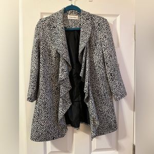 Calvin Klein Ruffle Blazer in black and white